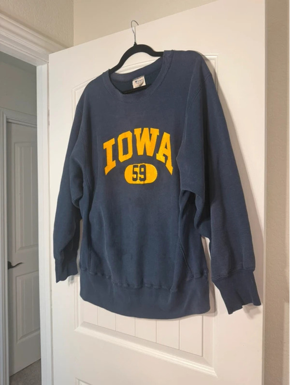 Vintage 1980s RARE Champion Reverse Weave Iowa 59 Sweatshirt Large USA Made